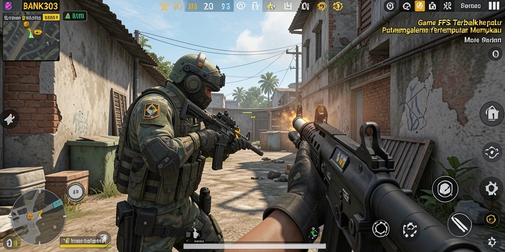 Tangkapan layar menampilkan aksi mendebarkan dari gameplay FPS BANK303.
