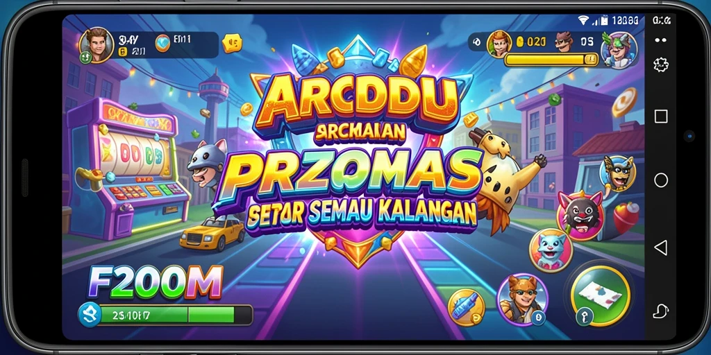 Tangkapan layar permainan F200M menampilkan aksi seru dalam gameplay arcade.