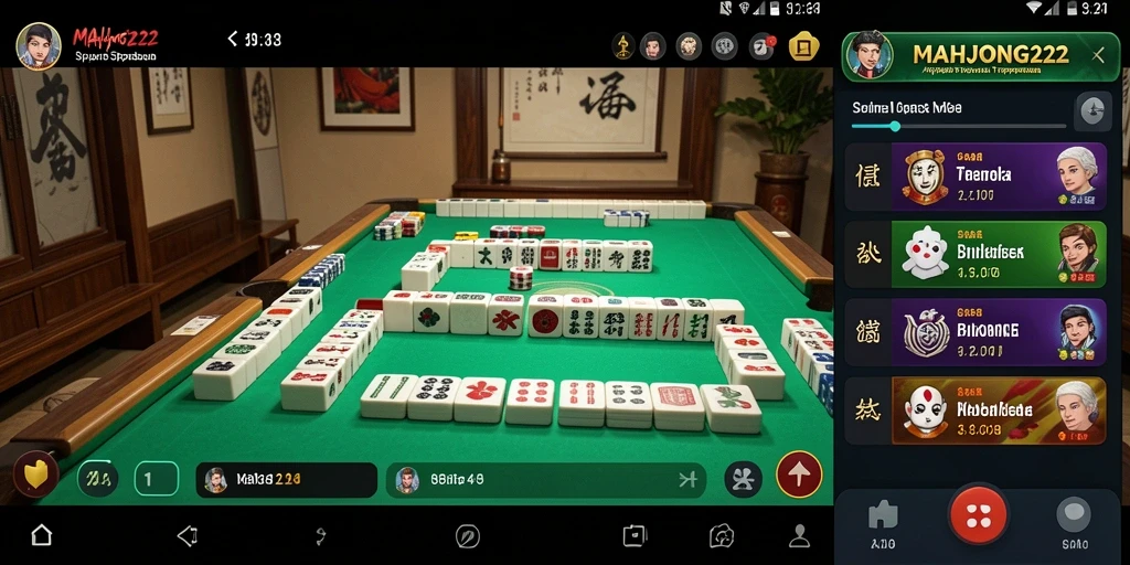 Tampilan gameplay menarik dan antarmuka pengguna yang intuitif di MAHJONG222.