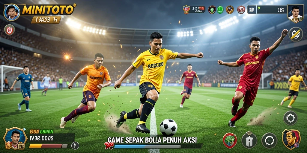 Gameplay seru di <strong>MINITOTO</strong> saat bertanding di lapangan sepak bola.